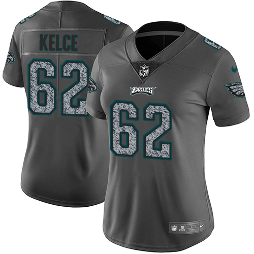 Nike Eagles #62 Jason Kelce Gray Static Women's Stitched NFL Vapor Untouchable Limited Jersey - Click Image to Close